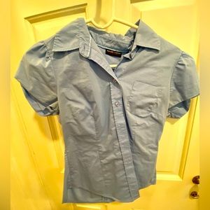 New York & Co short sleeve button down blue XS